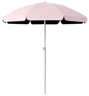 YCYHZC Ombrelloni da Giardino Piccoli, Ombrellone da Spiaggia Portatile, Ombrelloni da Giardino Rotondo, Ombrellone da Tavolo da Mercato da 260cm, Senza Base(Pink,1.8m/6ft)