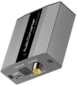 MCAOAL Convertidor digital a analógico de 192 kHz para sistemas de cine en casa, compatible con HDTV y equipo auditivo, adaptador auditivo de cine en casa