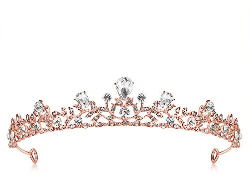 Lovelyshop Royal Crystal Prinzessin Legierung Tiara für Dame in Hochzeit Partei -Rose Gold