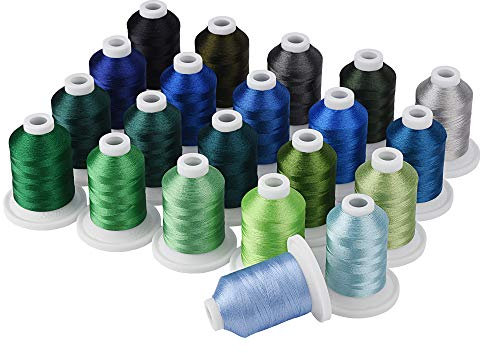 Simthread Maschinen Stickgarn, 800Y 21 Schnappen Spulen, Blau und Grün Farben für professionelles Stickdesign