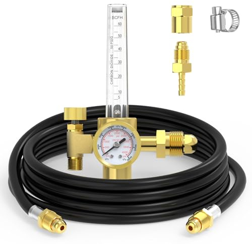 YESWELDER Welding Gas Regulator Flow Meter with Gas Hose, Leak-Proof Argon CO2 Pressure Gauge with Universal Multi-Interface, Suitable for MIG TIG Welding Machines