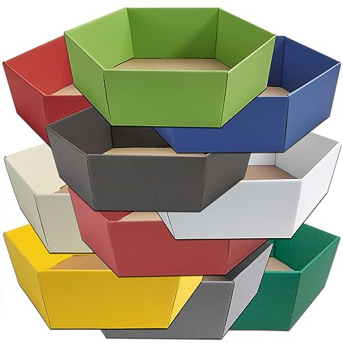 10 x PresentFill® Präsentkorb Saphir Blau ohne Inhalt - Geschenkkorb aus umweltfreundlichen 100% Recycling Karton - groß sechseckig - Made in Germany für Weihnachten - Hochzeit - Geschenke