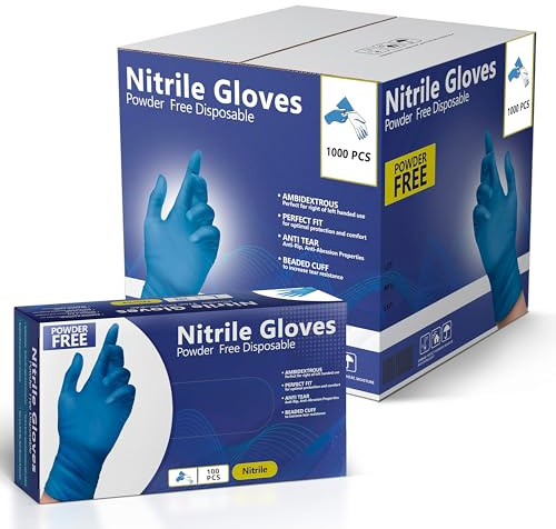 AroCare Nitrile Gloves, Disposable Gloves, Comfortable, Powder Free, Latex Free | 100-1000 (Large, Case)