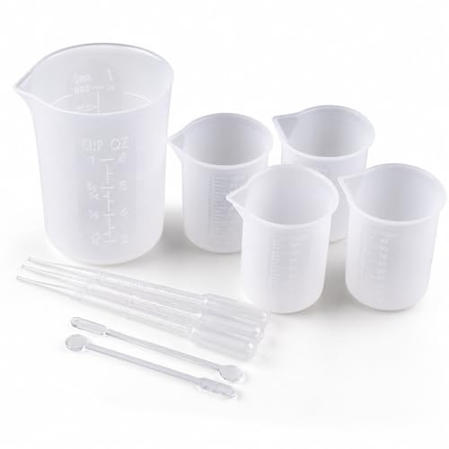 EPODA Silikon Messbecher Set für Epoxidharz, Silikon Becherz für Antihaft-Mischbecher DIY-Harz Klebewerkzeuge & Silikonform Epoxidharz