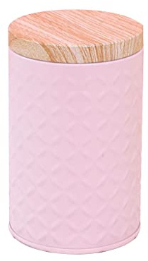 WOYA Boîte en Fer Blanc à Grain de Bois Boîte de Rangement en métal Boîtes de thé à café Organisateur de Maison Étui de Cuisine Rose, 11,5 x 7,3 cm, Rangement de Bonbons