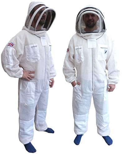 AGS Bee Suit Imkeranzug, 3-lagig, ultra-belüftet, weiß, Imkeranzug, Ultra-Schutz, Wespenanzug, S