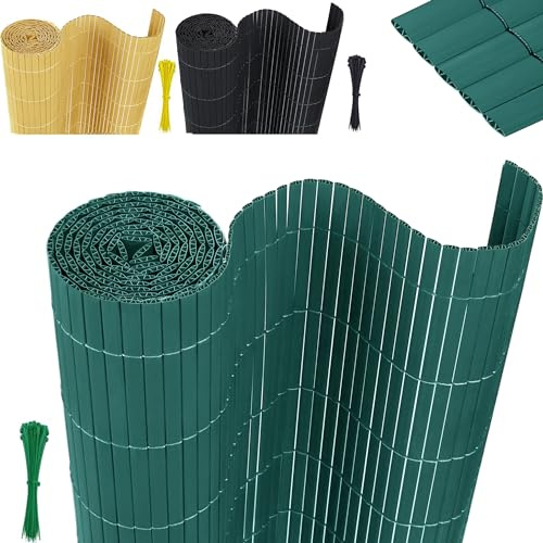 XMTECH PVC Sichtschutzmatte 120x400cm Grün Sichtschutzzaun Wetterfest