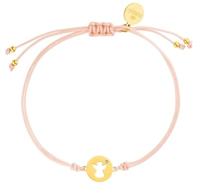 Purelei Pink Angel Armband – Schutzengel Mädchen & Damen Armband aus Rosa Nylon mit Edelstahl Anhänger (14K vergoldet) – Individuell verstellbar – Hawaiianisch inspiriert & wasserfest