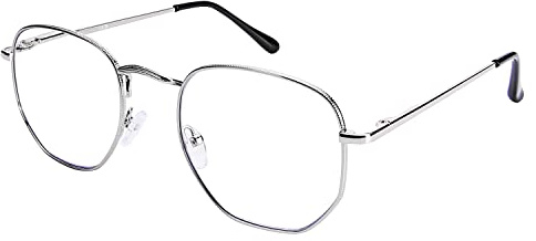 DOOViC Metall Lesebrille Blaulichtfilter Eckig Dünner Rahmen Große Gläser | Lange Bügel Federscharnier Computer Brille Lesehilfe mit Sehstärke für Damen/Herrenr/Arbeit/Business/Buch