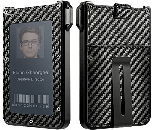 Geldbörse Herren, Schlank Kartenetui aus Aluminiummetall mit 1 Ausweishalter mit Durchsichtigem Fenster, RFID Schutz, Hält 11 Karten mit Cash-Clip. Slim Geldbeutel Portmonee Herren Kreditkartenetui.
