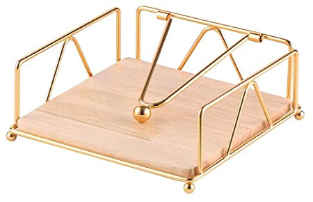 Fourmor Elegante Servilletero Plano con Brazo Dispensador - para Mesa, Cocina, Encimera y Mesa de Exterior - Servilletero Cuadrado de Metal a Cuadros Servilletero