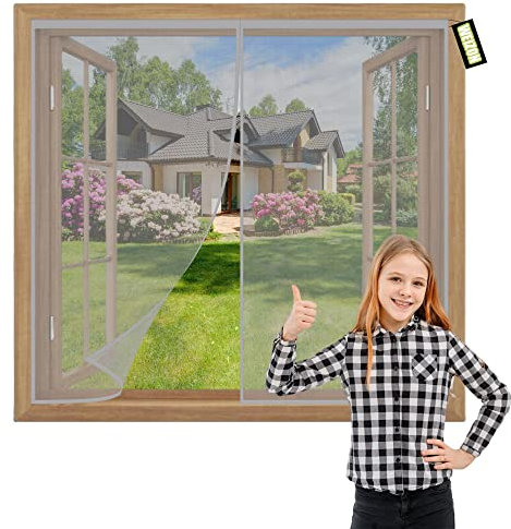 Insektenschutzrollo 135x225cm Grau Insektenschutz Fenstervorhang Magnetisch Automatisches Schließen für Balkontür Wohnzimmer