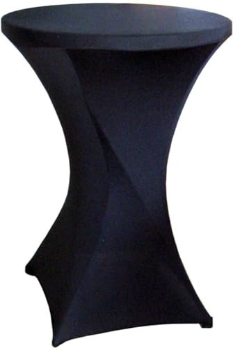 BRASQ Stretch Stehtisch Husse für Klappbarer Stehtisch Ø 80cm, Schwarz Cocktail Tischdecken 80×110cm Tisch-Überzug Husse Für Tisch Hochzeit Stehtische und Bistrotische