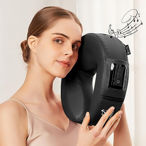 Master Massage MusicMaster Gesichtskissen Nasenhorn Kopfkissen mit Memory Schaum und Hi-Fi Lautsprecher Bluetooth AUX für Massageliege Massagebank Schwarz