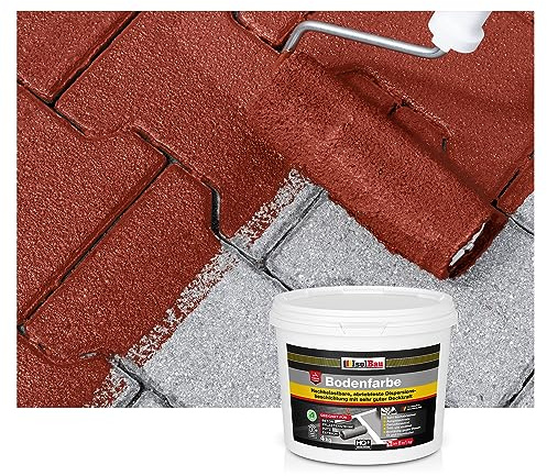 Isolbau Bodenfarbe - 4 kg - Boden- und Betonfarbe für Keller. Garage. Werkstatt - Wasserfeste Bodenbeschichtung für innen & außen - Rustikalrot (RAL)