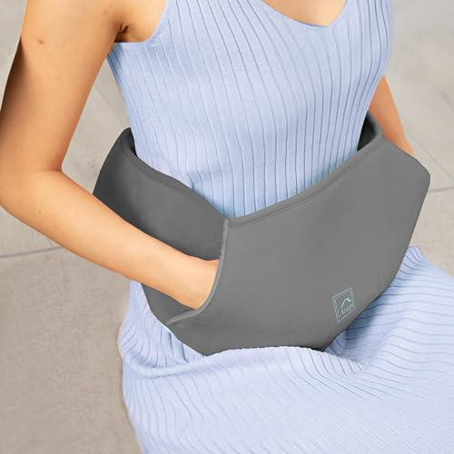 KNIGHT Rechargeable Electric Hot Water Bottle - Soft Cover, Portable Heating Pad for Pain Relief, Cramps, Sore Muscles, Arthritis Relief, Hand Warmer (Grey, Electric Hot Water Bottle Waist Belt)