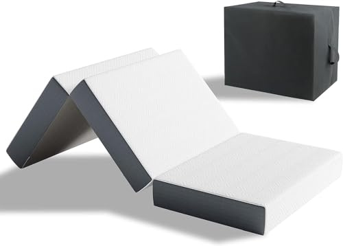 Vesgantti Klappmatratze Gästematratze 80x195x10 cm 3-teilige Gel Schaumstoff Faltbare Matratze für Gästebett Reisebett Platzsparend Öko-Tex Zertifiziert