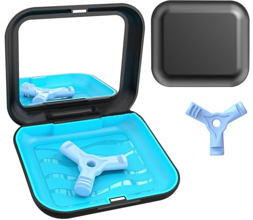 Tiamorph Estuche de retenedor con Espejo y alineador de 2 Dientes, Estuche de retenedor Cuadrado portátil, Caja de dentadura postiza de ortodoncia, Estuche Dental para alineador, Protector bucal