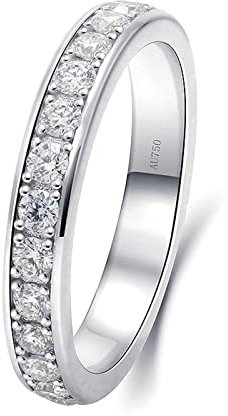 Beydodo Hochzeit Ring Weißgold 585, Ringe Personalisiert Bandring mit Moissanit Trauringe Verlobungsringe für Frauen Größe 47
