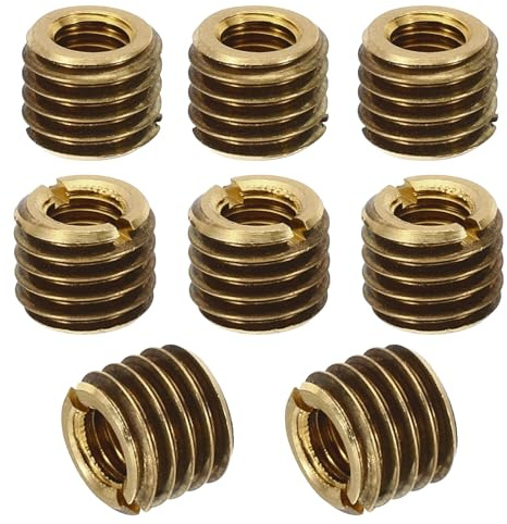 PATIKIL 8 Stück Gewindeeinsatz M10 auf M6 x 8mm, Schlitzen EinschraubmutteM10 M6 Messing Gewindehülse, Adapter für Schraubverbindungen, gewindeadapter m10 auf m6 Adapter Reparatur, Gold