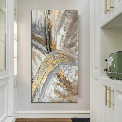 Abstraktes Wandgemälde, goldene Kunst, Wandbilder für Wohnzimmer, Leinwandmalerei, Poster und Drucke, Vintage-Wohnkultur, 70 x 140 cm (28 x 55 Zoll), ungerahmt