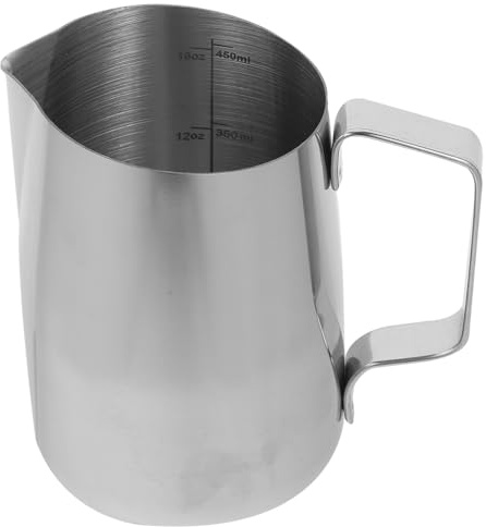 Caffettiera Latte Art 450ml in Acciaio Inox, Beccuccio | 1 Pezzo, Manico Ergonomico, Finitura Argento, Uso Domestico per Latte Art