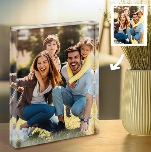 Transparent Gift Placa Bloque Portafoto Personalizada con foto. Decoración del hogar. Cuadro foto. Placas Bloques Portafotos. Regalos Personalizados Familia, Amigos, Pareja. Cumpleaños, Aniversarios