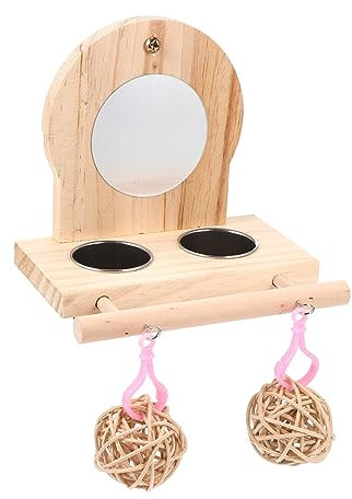 Happyyami Papageien Mit Futterstation Und Spiegel Multifunktionales Vogelspielzeug Für Wellensittiche Und Sittiche Installieren Fördert Koordination Und Balance