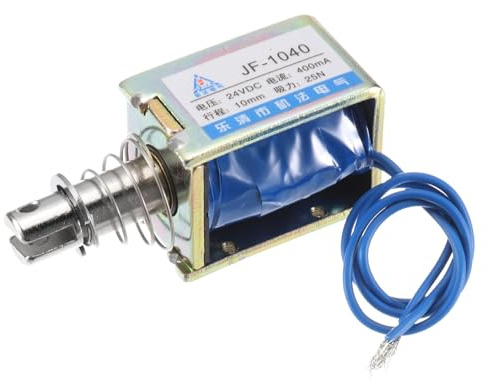 QUARKZMAN Solenoid Elektromagnet Zugtyp DC 24V Elektromagnetischer Aktuator | JF-1040, Magnet, 0.4A, 25N, 10mm Hub, Offener Rahmen, Linearbewegung, Elektromagnet