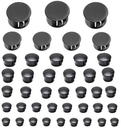 170PCS Black Caps for Screws Holes, Reusable Plastic Plugs for Holes, 7 Sizes Drill Hole Cover Caps for Cabinets, Cabinet Furniture and DIY(5-25mm)