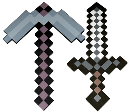 YCVBCY Pixel Schwert Spielzeug für Kinder Videospiel Spielzeug Spitzhacke für Kinder Cartoon Pixel Steinschwert für Rollenspiel Geschenke für Mädchen und Jungen-Grau