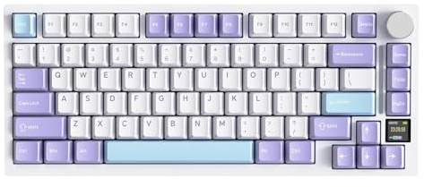ATTACK SHARK X820 Ultra Kabellose Mechanische Tastatur mit TFT-Smart-Display und Drehknopf, 75 % Hot-Swappable Gaming-Tastatur, BT/2,4G/Kabelgebunden, RGB südseitige LEDs (Weiß –Gift Switch)