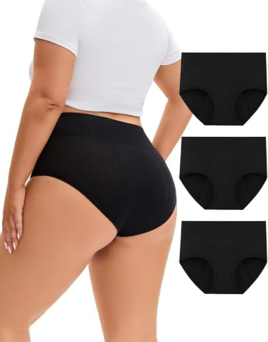 INNERSY Periodenunterschwäsche Starke Blutung Große Größen (44-62) 3er Pack | Menstruationsunterwäsche Bambus, High Waist Menstruation Unterwäsche, Periode Panties Waschbar, Auslaufsichere Slips, XL-5XL