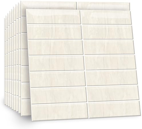 TOARTi 10 Sheets 2D Self Adhesive Wall Tiles,12×12inch Stick On Wall Tiles Kitchen Splashbacks for Walls,Tile Stickers Peel and Stick Backsplash Splashback Decals Tile 2
