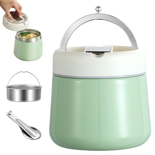 WIYETY Récipient isotherme de 1200 ml pour aliments : récipient isotherme en acier inoxydable pour repas, bol isotherme avec couvercle, récipient isotherme étanche pour repas, récipient isotherme pour