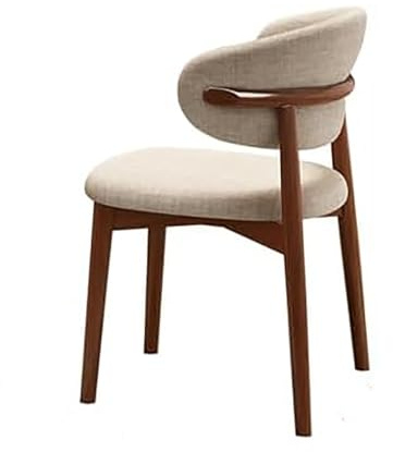 Pink Palm Nordic Solid Wood Dining Chair,Modern Ergonomic Chair,Comfortable Reading Chairs with Curved Backrest,Study Chair Upholstered Cushion(1, Brown)