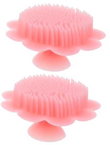 Mikinona 2 St Babymassageborste Nyföddborste Silikon Schampoborste Schampo Hårbotten Bad Hår Skrubba Babyborstar För Hår Silikon Badmassage Hårbottenborste Rosa