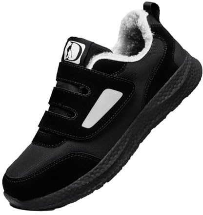Generico Scarpe Ortopediche Hallux Valgus e per Diabetici Anziani, Pantofole Invernali Imbottite Calde Antiscivolo, Scarpe Comode Larghe per Donna e Uomo(Black,Men6=Women7=38EU)