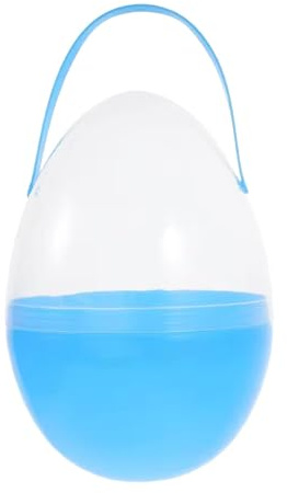Sharplace 9.84inch Jumbo Fillable Easter Egg Translucent Plastic Surprise Eggs with Handle Decorative Eggshell Ornaments for Egg Hunt Games Kids Easter Basket Stuffers Toddler Gift, blue