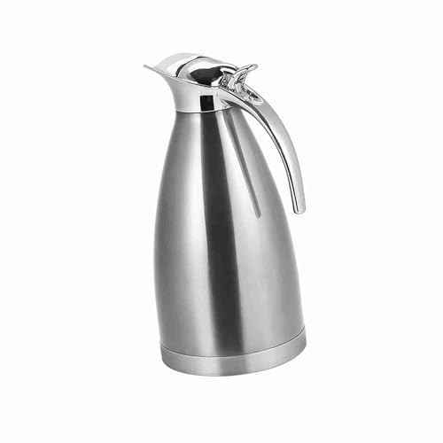 Akozon Cafetière Isotherme à Double Paroi sans Acier de 2 L pour Boissons Chaudes et Froides – Conception à une Main, Poignée Confortable, Disponible en Rouge, Argent, Bleu, or (2L)