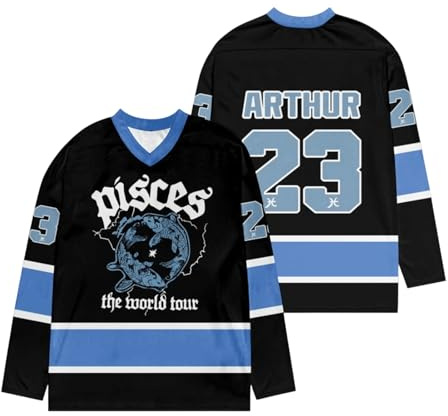 BCFSITNBH J-ames A-rthur Hockey Jersey, J-ames Arthur Merch, Unisex Mens Womens V-Neck Long Sleeve Top, ARTHUR 23 Hockey Jersey Tops for Fans Navy S