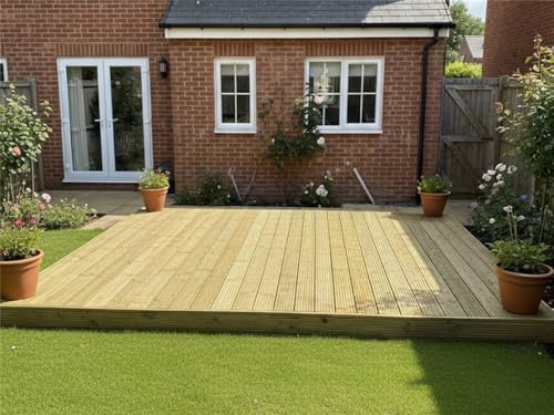 eDecks Standard Redwood Decking Kit - 145mm Deck Boards with Joists & Fixings - 4.8m x 4.8m No Handrails