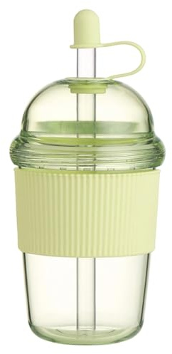 Qomcsrl 1 Stück 430 Ml Transparenter Kaffeebecher mit Deckel und Strohhalm, Geeignet für Bubble Tea, Saft und Andere Milchprodukte, Aus Kunststoff