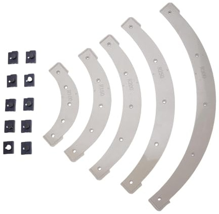 Gabarits de rayon de toupie pour le travail du bois avec gabarit amovible, ensemble de 5 gabarits d'angle en plastique comprenant les tailles R100, R150, R200, R250 et R300 pour
