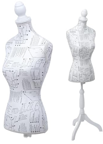 Mendler Schneiderpuppe T220, Schaumstoff - weiß mit Skizzen | Schaufensterpuppe, Torso weiblich