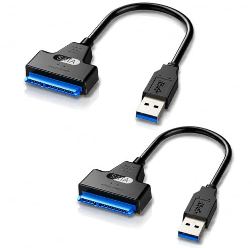 XRYIMYI 2 PCS Adaptateur SATA vers USB, SATA to USB, Convertisseur Disque Dur 2,5 Pouces SSD HDD, USB 3.0 Haute Vitesse, Câble de Transfert Données Plug and Play pour Ordinateur Portable PC