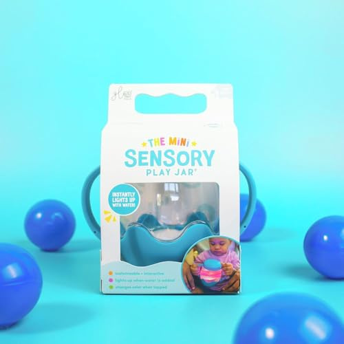 Glo Pals Mini vaso sensoriale blu per bambini, attivato dall'acqua, manici facili da impugnare, coperchio chiudibile a prova di bambini, giocattolo terapeutico per alleviare lo stress adatto