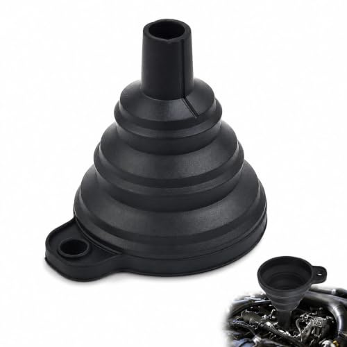 Collapsible Silicone Car Funnel 7.5x8cm, Heat Resistant Flexible Funnel with Hanging Design, Easy Clean & Store for Oil, Petrol, Diesel, Fuel & Liquid Transfer