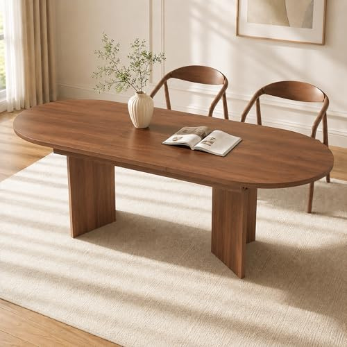 VILUXE Ausziehbarer Esstisch, 120(160) X 80 cm, Esstisch Ausziehbar Für 4-6 Personen, Moderner Esszimmertisch Küchentisch Mit Abgerundeten Ecken(Walnut, 120/160 * 80cm)