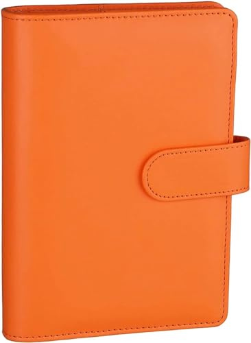 DVMSIEF Anteckningsbok med lösa blad A5/A6 budgetbindare för bärbar dator skydd PU löst blad handbok 6 hål dagbok agenda papper (rosa, A5)